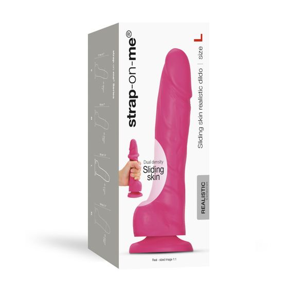 Реалістичний фалоімітатор Strap-On-Me Sliding Skin Realistic Dildo Fuchsia - L, ефект рухливої шкіри | Зображення 6
