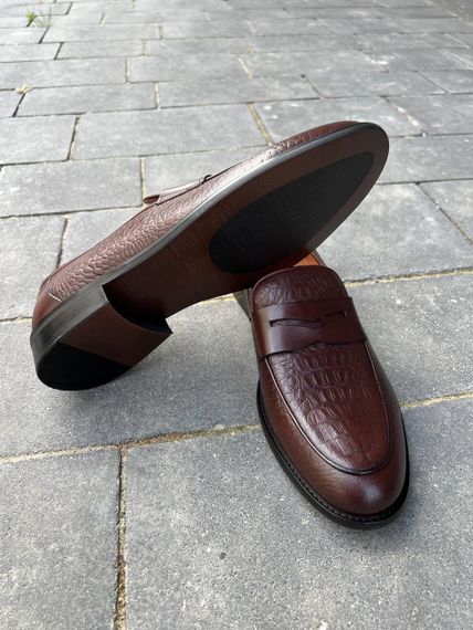 Брутальні чоловічі лофери коричневого кольору 38 розмір | Зображення 5