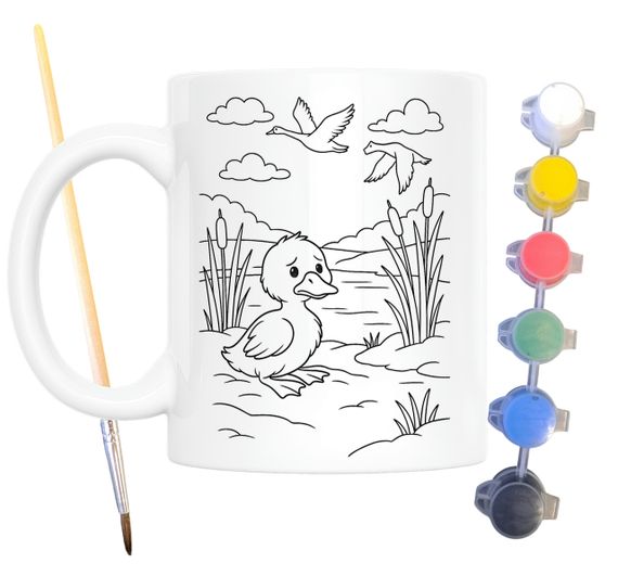 Набор для творчества кружка раскраска Гадкий утенок (по мотивам книги Ханса Кристиана Андерсена) 330 мл белая (КР0186)