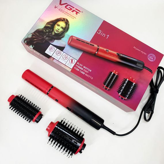 Електрична фен-щітка VGR V-489 стайлер для укладання волосся 1300 Вт. Колір: червоний | Зображення 7