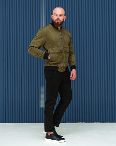 Бомбер замш карман Премиум хаки S | Зображення 2