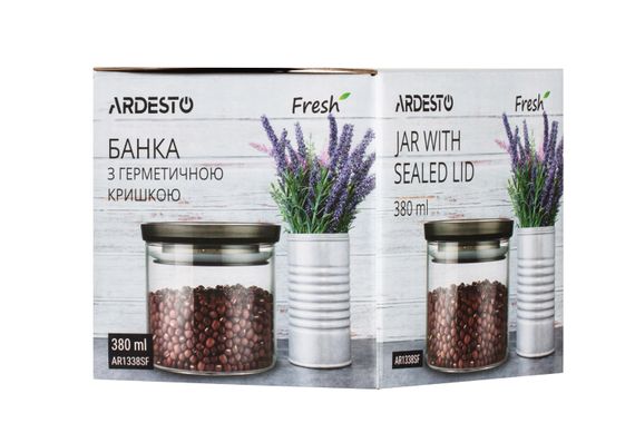Банка для хранения Ardesto Fresh, 380 мл, стекло, пластик, силикон (AR1338SF) | Зображення 1
