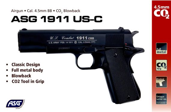Пістолет пневматичний ASG US-C. Blowback. СО2 кал. 4,5 мм BB | Зображення 5
