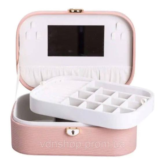 Скринька для прикрас з еко шкіри 2 яруси із замком органайзер для ювелірних виробів HP-5-1P | Зображення 2