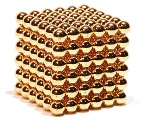 Головоломка Неокуб золотий NeoCube у боксі 216 кульок металевий 5 мм