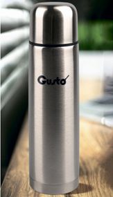 Термос питьевой Gusto Черный янтарь GT-600-P 600 мл серебристый