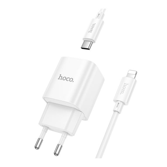 Мережевий зарядний пристрій Hoco C146A 1 USB-C PD/QC 20W+Type-C to Lightning | Зображення 2