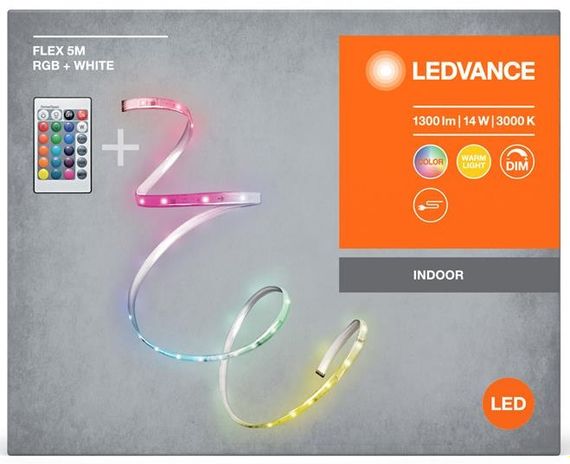 Стрічка світлодіодна LEDVANCE FLEX 14W, 1300Lm, 5M RGB 3000K RC (4099854095443) | Зображення 4