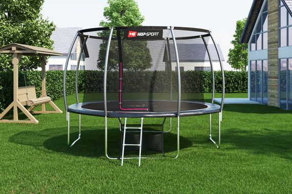 Батут Hop-Sport Premium 12ft (366см) чорно-сірий з внутрішньою сіткою | Зображення 2