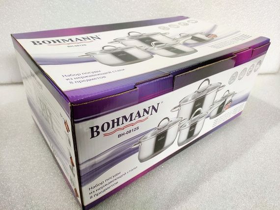 Набір кухонного посуду Bohmann BH-0812S, 8 предметів нержавіюча сталь, для індукції | Зображення 2
