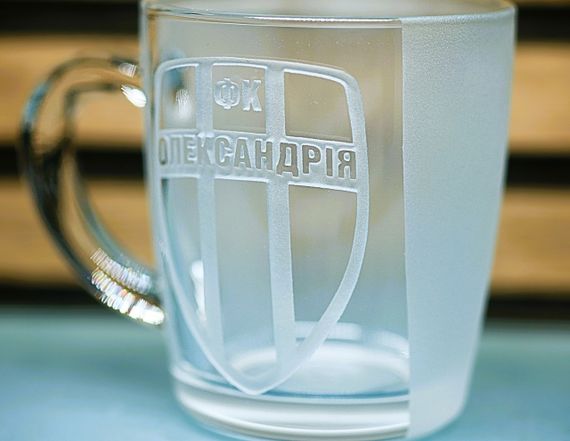 Скляна чашка 350 мл ФК Олександрія з гравіюванням подарунок для фаната  футбольна кружка | Зображення 2