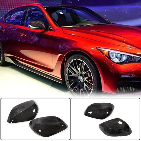 Накладки на Зеркала V2 (Карбон) для Infiniti Q50/Q60 2013-2024 гг | Зображення 1