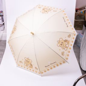 Класична дитяча парасолька-тростина напівавтомат з поліестеру міцна надійна 8 спиць діаметр 94 см Жовтий HP-23-11Y