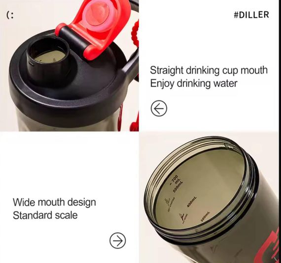 Зеленый тритановый шейкер Diller Bottle 700 мл с шариком для эффективного смешивания напитков | Зображення 4