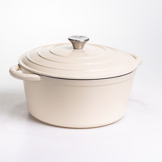 Каструля чавунна емальована 6,5 л, бежевий Yiwu HP-FLG-3 WHITE | Зображення 5