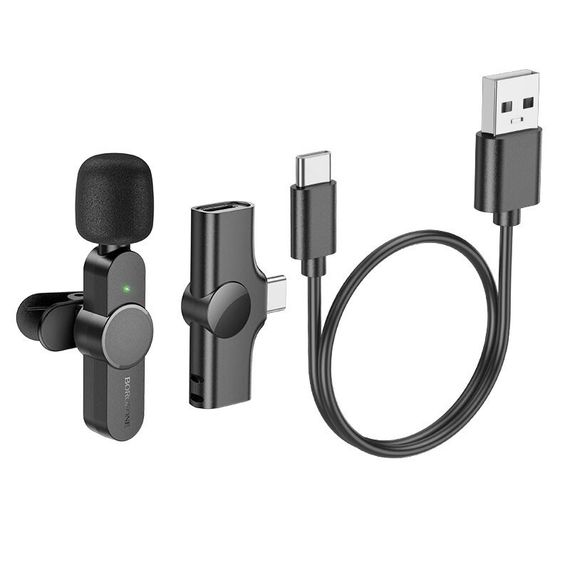 Петличный беспроводной микрофон Borofone BFK12 Trophy lavalier Lightning/Type-C Black | Зображення 2