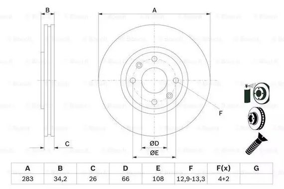 Диск гальмівний OPEL CROSSLAND, OPEL CROSSLAND, BOSCH (0986478979) | Зображення 4
