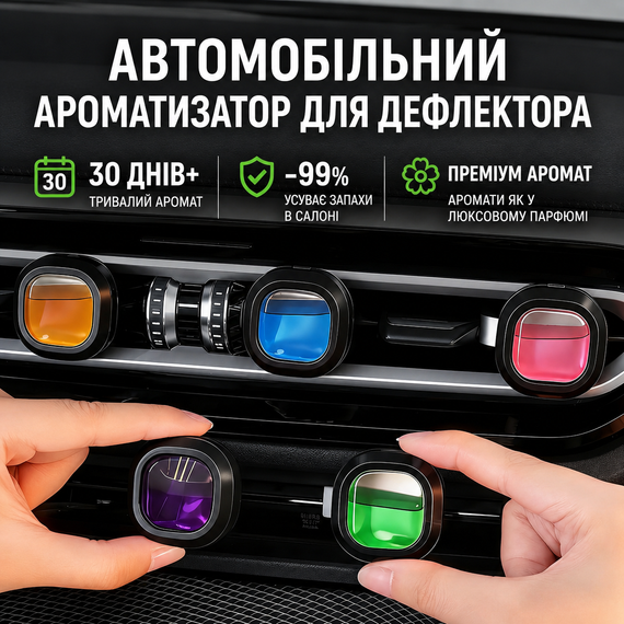 Автомобільний ароматизатор на вентеляційну решітку Персик із 2 змінними картриджами для дефлектора авто | Зображення 5