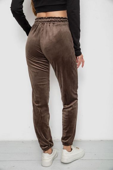Штаны женские велюровые, цвет коричневый, 238R58168 | Зображення 3