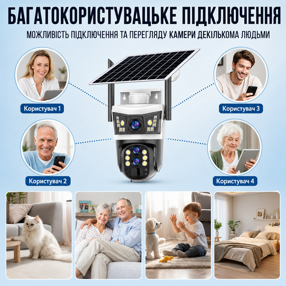 Вулична камера відеоспостереження 4G 12 Мп із сонячною панеллю і 3 об'єктивами V39 | Зображення 5
