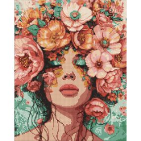 Алмазная мозаика "Девушка в цветах" AMO8029, 40х50 см