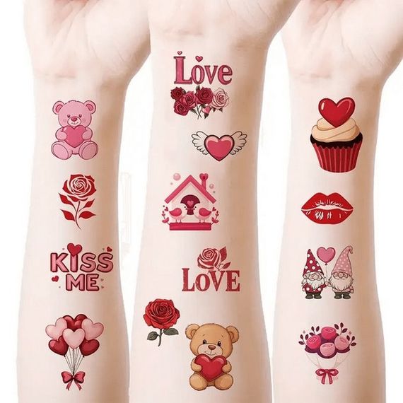 Набір тимчасових тату "Любов № 2" Love-tattoo-mini-set-2-10, 12 х 7 см 10 шт | Зображення 2