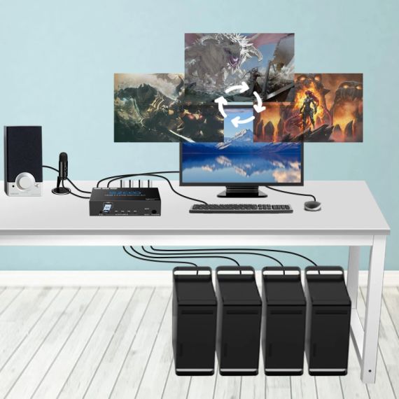 HDMI Switch 4 комп'ютер на 1 монітор USB 3.0 KVM 8K 4K 60Hz H EZ-SW41H21-KWMU3P | Зображення 4