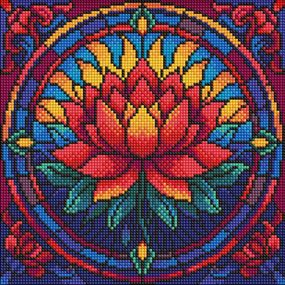 Алмазная мозаика "Витраж. Лотос" ©art_selena_ua AMO8330, 30х30 см
