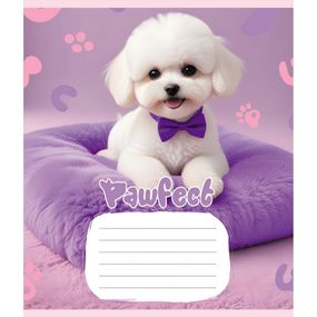 Зошит учнівський "Цуценята" 012-510126C-5 в косу лінію, 12 аркушів