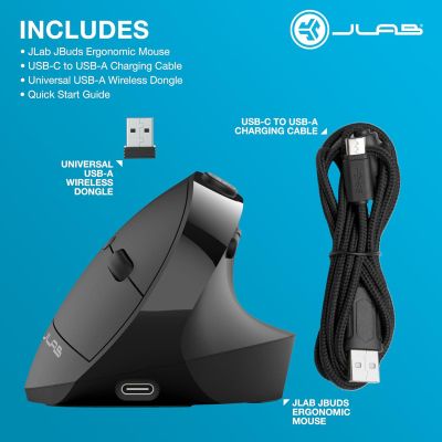 Мышка Jlab JBuds Vertical Ergonomic Wireless Black (IEUMJBERGORBLK82) | Зображення 6