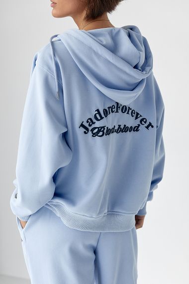 Теплий спортивний костюм з капюшоном - блакитний цвет, S/M (є розміри) | Зображення 3