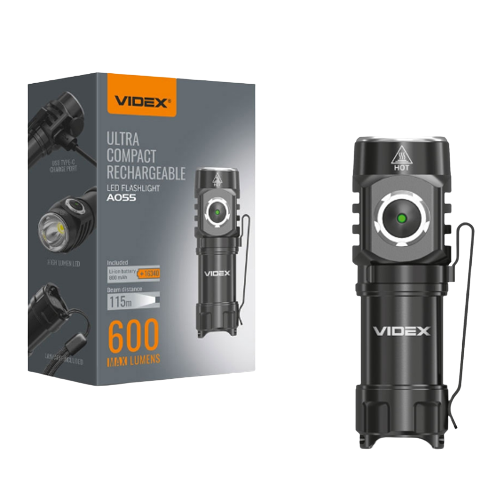 Ліхтарик LED портативний 600Lm 5700К чорний VLF-A055 Videx | Зображення 1