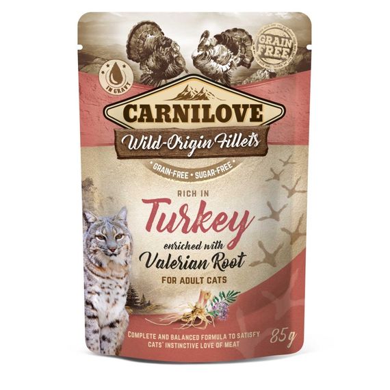 Корм Carnilove Rich in Turkey with Valerian влажный с индейкой для взрослых котов 85 гр