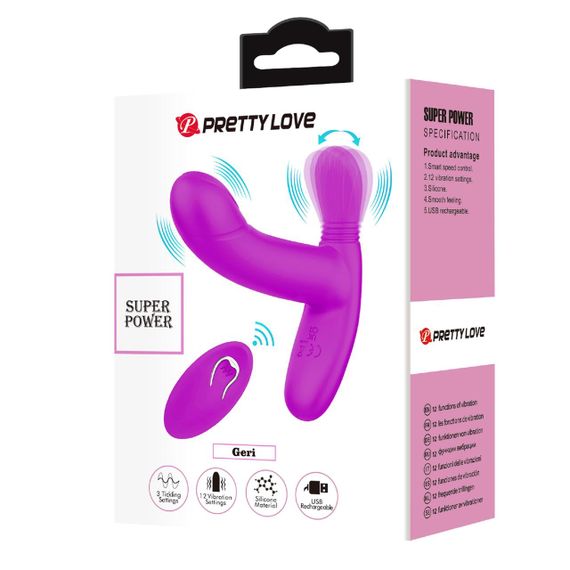 Вібратор PRETTY LOVE - Geri Purple, 12 vibration functions 3 licking settings Wireless remote contro Sex Aura | Зображення 6
