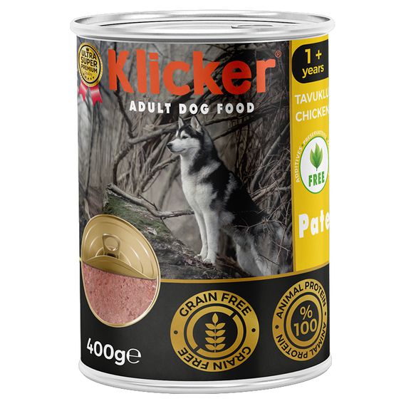 Вологий корм Klicker паштет для дорослих собак з КУРКОЮ конс 400г.