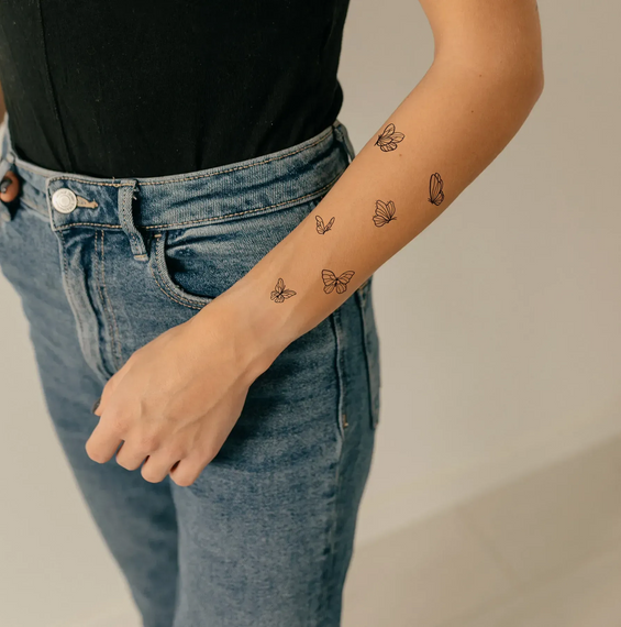 Тату тимчасове 9 Метеликів Tattooshka L-73 Чорний shop (4825800010532) | Зображення 1