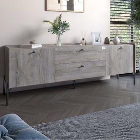 Тумба під телевізор з шухлядами LION Wood з чорними ніжками 180х50х40 см Шварцвальд (LION-043135)
