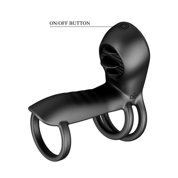 Насадка на член - Pretty Love Vibrating Penis Sling Jammy Black | Зображення 7
