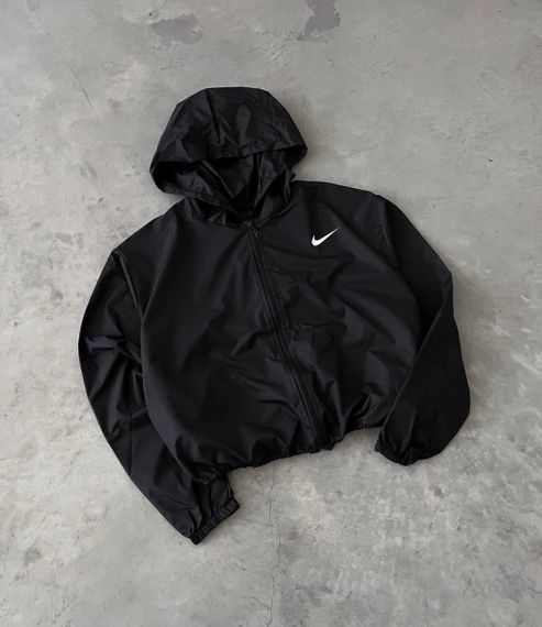 Женская короткая легкая ветровка из плащевки на молнии с капюшоном цвет черный, размер 42/46 TS110 | Зображення 8