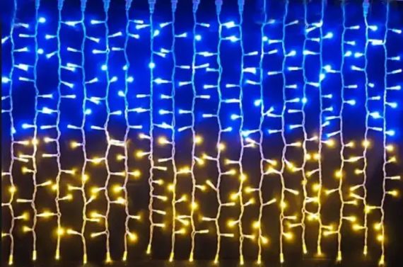 Патріотична гірлянда штора Прапор України 3*3 м 160 LED класична IP44 | Зображення 1