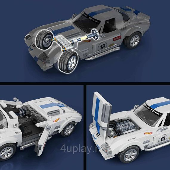 Преміум машинка-конструктор Mattel Brick Shop Hot Wheels Elite Corvette Grand Sport 918 деталей | Зображення 5