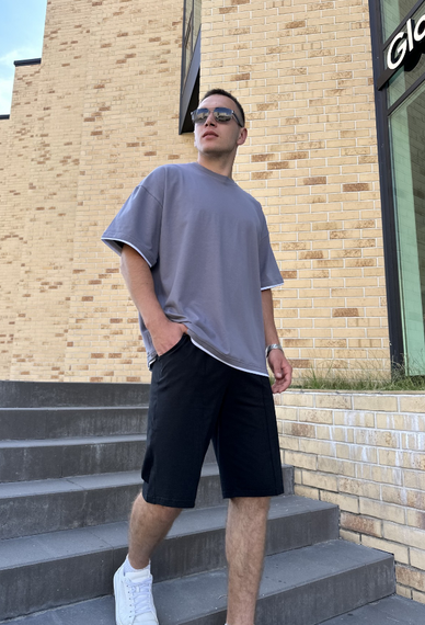 Мужская летняя футболка в стиле оверсайз DE9578 цвет серый, размер L | Зображення 3