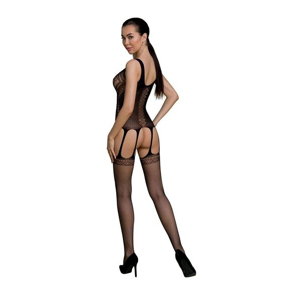 Бодістокінг Passion ECO BS007 black, з доступом, силуетний малюнок, імітація підв’язок | Зображення 1