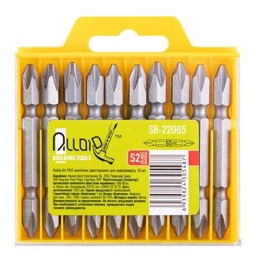 Alloid. Набір біт магнітних двосторонніх для шуруповерта PH2  65мм, S2 (10шт) | Зображення 1
