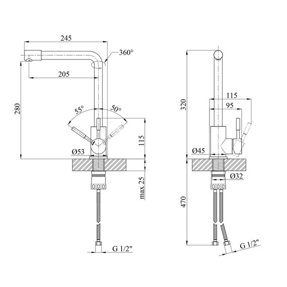 Змішувач для кухні Kroner KRM Edelstahl Klassisch - ESG034 (CV022991) | Зображення 1
