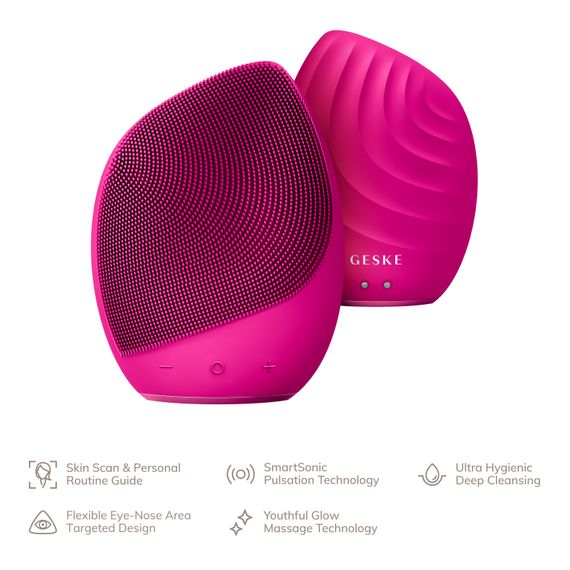 Електронна ультразвукова щітка для обличчя GESKE Sonic Facial Brush 5в1 magenta | Зображення 1