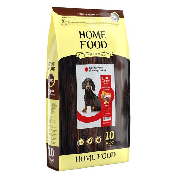 Сухий корм Home Food для дорослих собак малих порід «М'ясо качки з нутом» Беззерновий гіпоалергенний 10кг