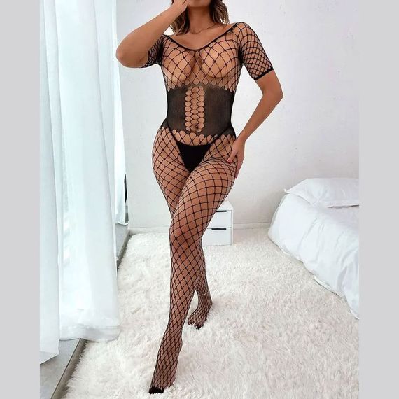 БодіСтокінг (Боді комбінезон Сітка) Babydoll 44 Чорний 8203 | Зображення 9