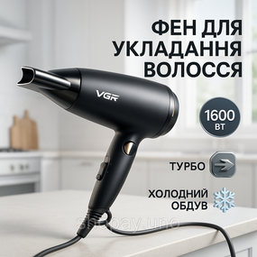 Современный фен для волос VGR, Фен без вреда для волос с холодным и теплым режимами XW-34