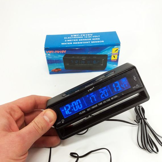 Автомобільний годинник з термометром та вольтметром VST-7010V | Зображення 4
